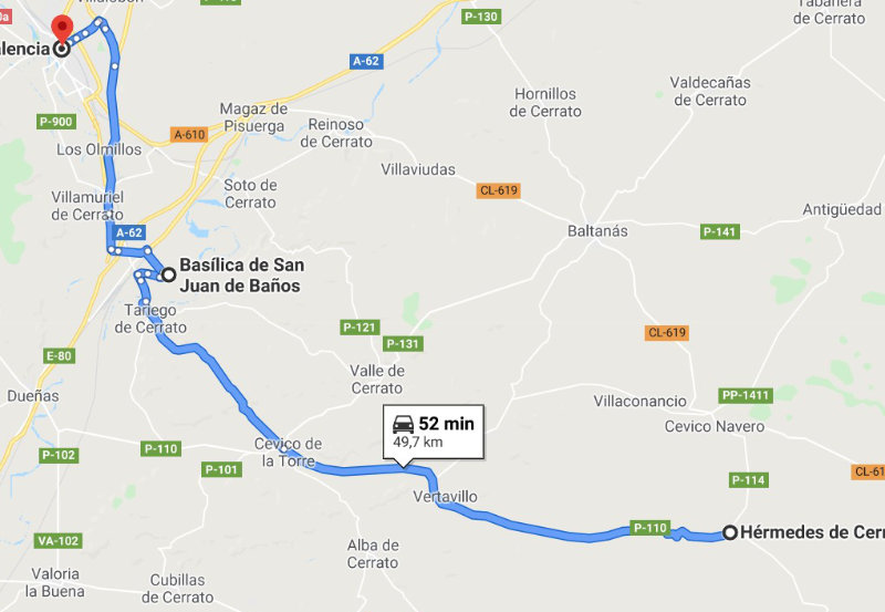 Mapa recorrido Rito Mozárabe Palencia