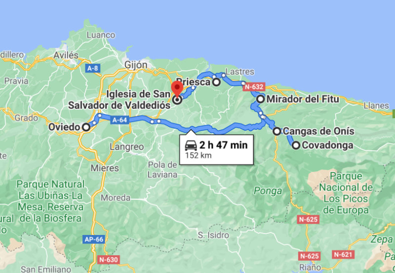 Mapa Prerrománico Asturiano, Cavadonga centro espiritual de Asturias