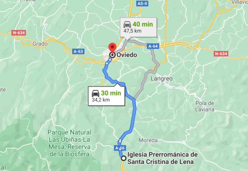 Mapa Google Maps Ruta Prerrománico Asturiano