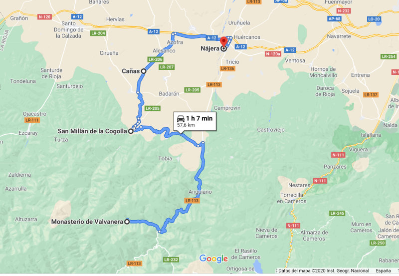 Mapa de la ruta de los monasterios en La Rioja Google Maps