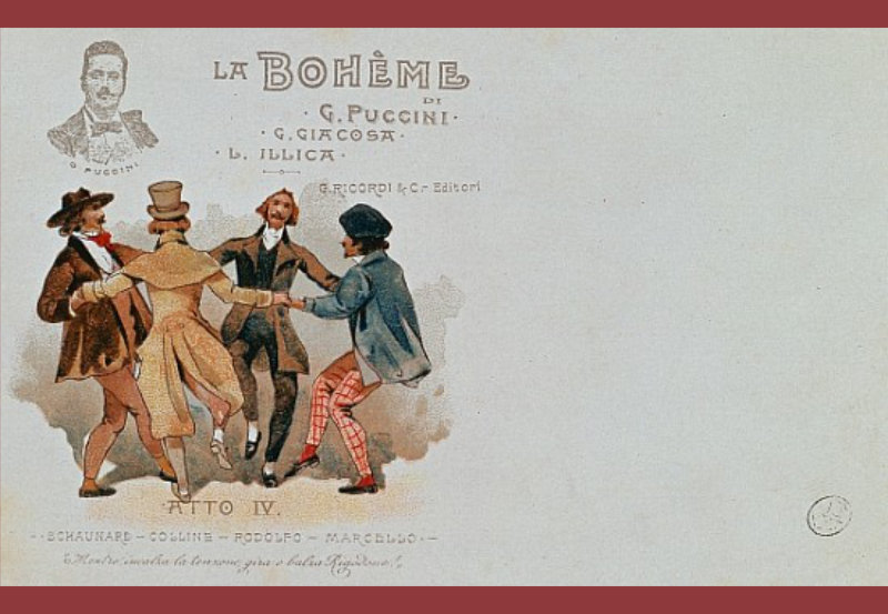Postal comercial de La Boheme.