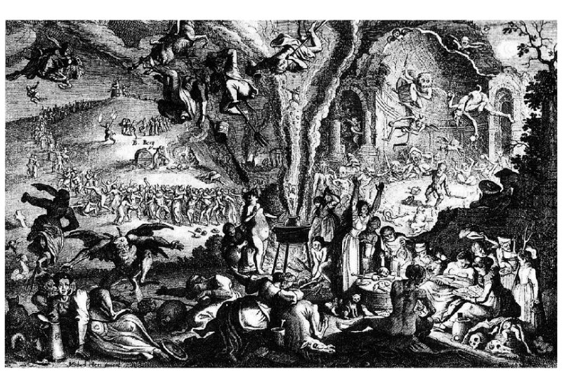"Sabbat de brujas sobre el monte de Brocken" (1850). Grabado de Michael Herr (1591-1661), Germanisches Nationalmuseum de Nuremberg. 