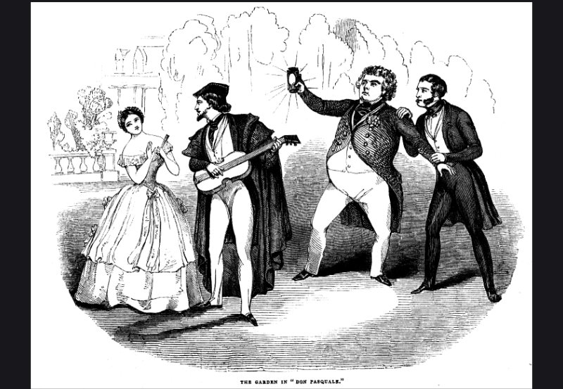 Don Pasquale, estreno en Londres (del Illustrated London News, 8 de julio de 1843).