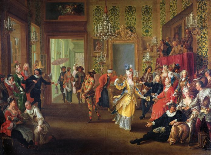 Ulrica 4 - Baile de máscaras durante el Carnaval en la mansión de una familia de la nobleza francesa en el siglo XVIII. - Bridgeman Aci